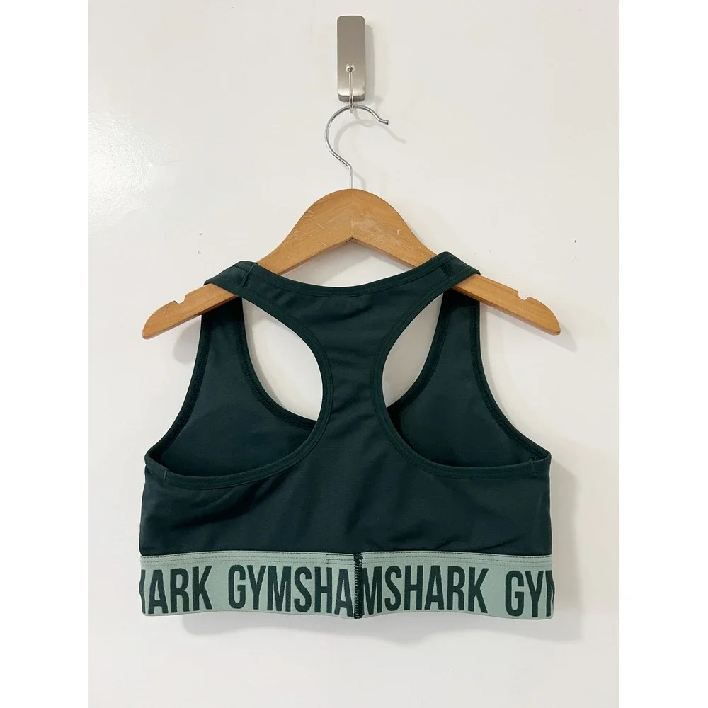 Gymshark Sports Bra Racerback Activewear Gym Workout Olive Green - Picture 3 of 7